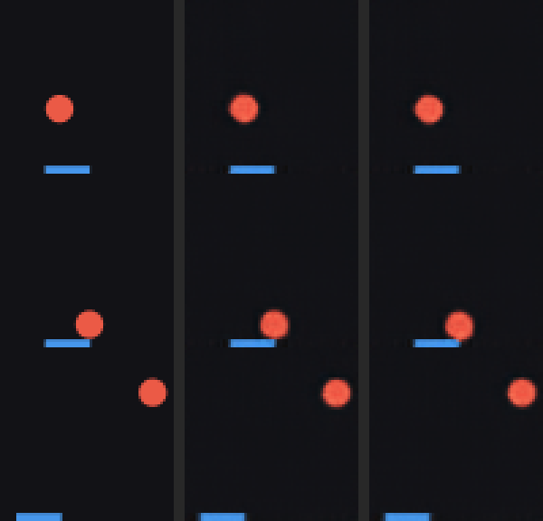 Three columns: the real episode, the VAE reconstruction of it, and the dream